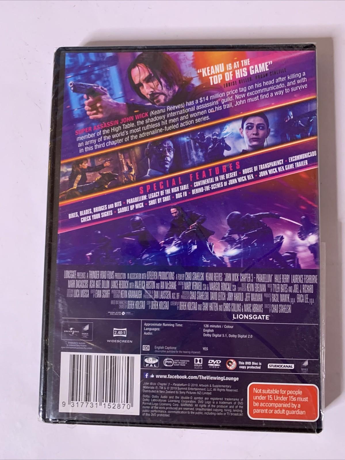 John Wick: Chapter 3 Parabellum (DVD, 2019) Keanu Reeves  Region 4 NEW