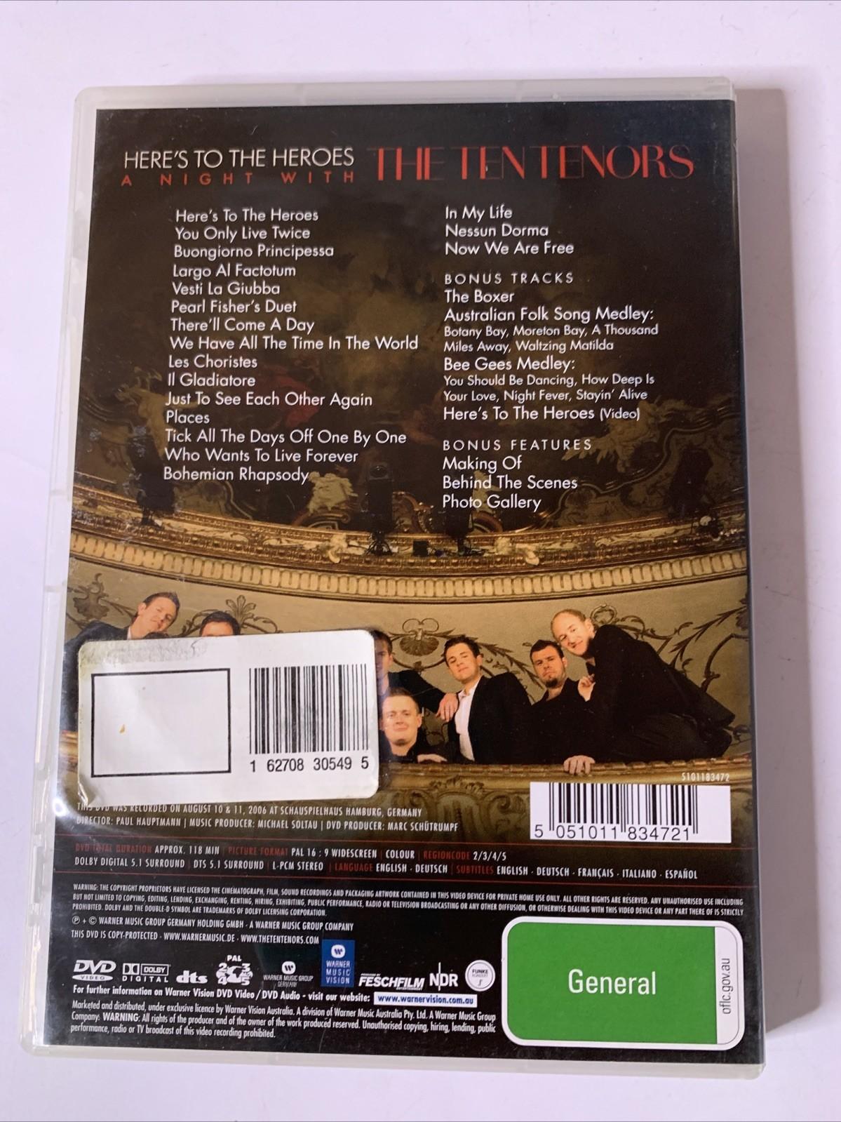 Here's To The Heroes - A Night With The Ten Tenors (DVD, 2006) Region 4 &2