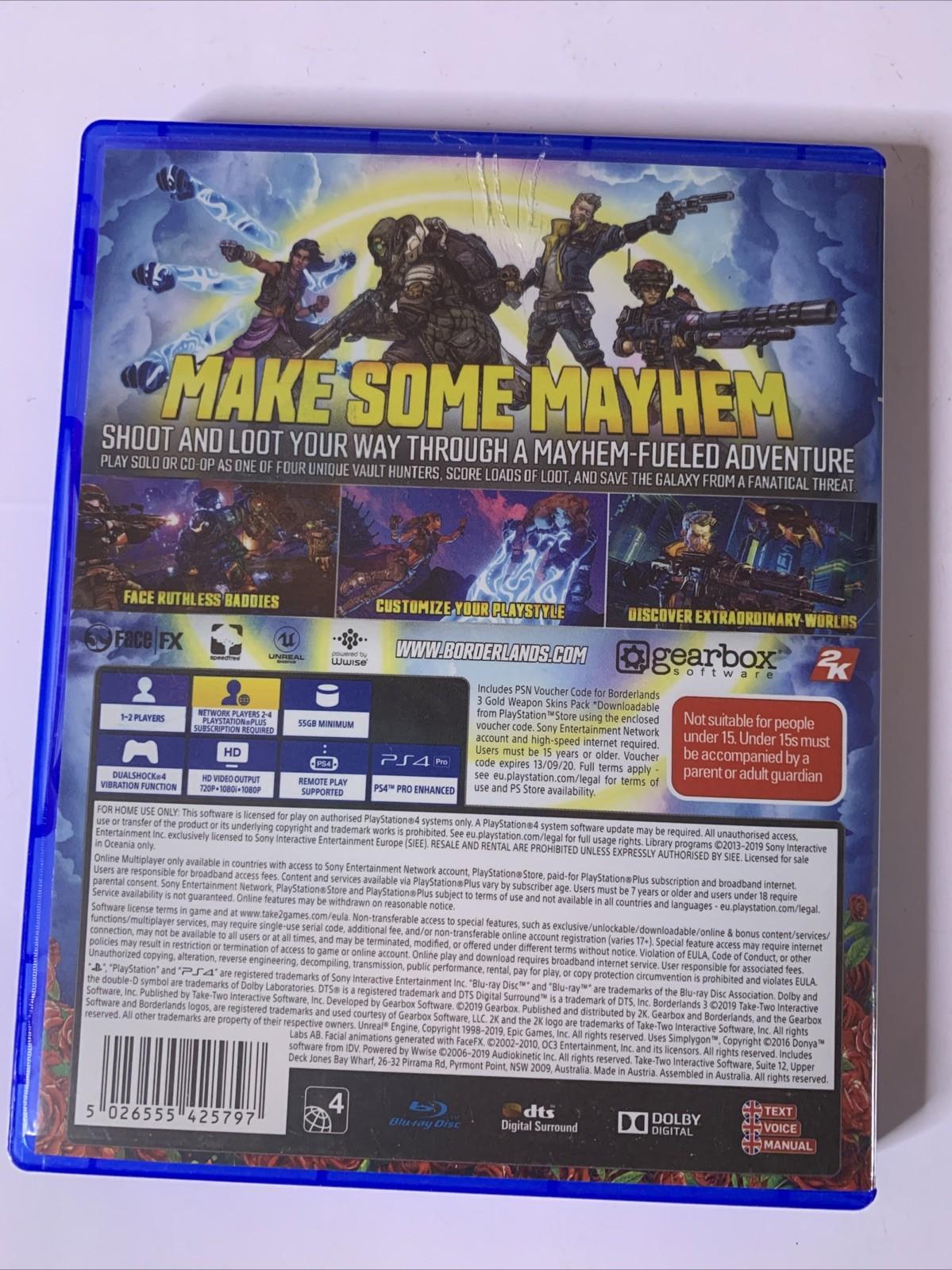 Borderlands 3 PS4 Sony PlayStation 4 2019 Game