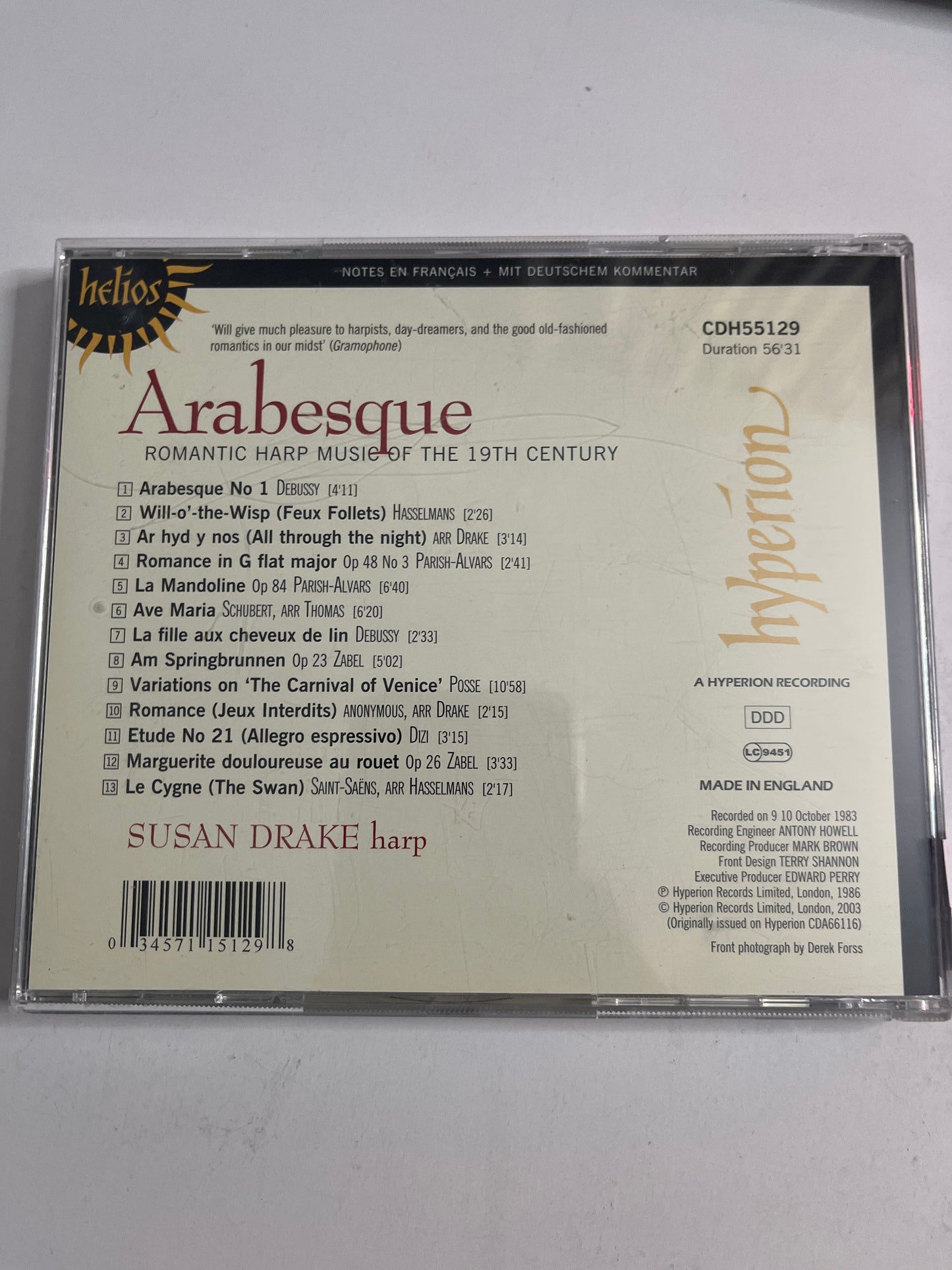 Susan Drake – Arabesque (Romantic Harp Music Of The 19th Century) (CD, 2003)