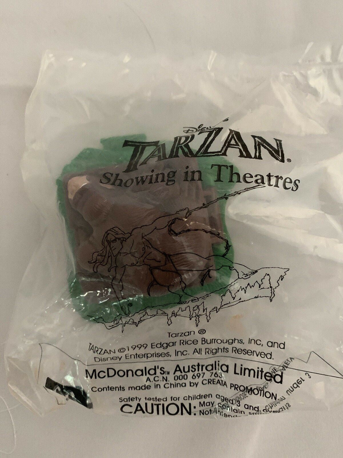 McDonald's Happy Meal Tarzan Brown Monkey Figurine From 1999  Sealed