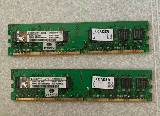 2x 1GB Kingston KVR800D2N5/1G PC2-6400U DDR2 Non-ECC 240-Pin Desktop Memory RAM