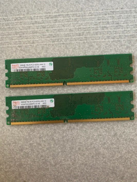 2x 256MB Hynix DDR2-533 RAM PC2-4200U CL4 1Rx16 HYMP532U64BP6-C4 AB-A Memory