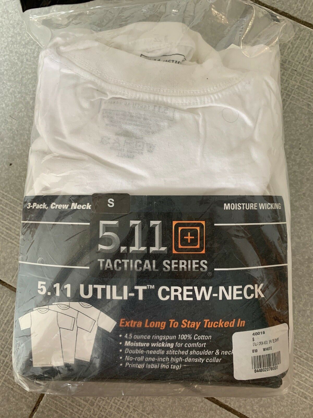 5.11 Tactical Utiliti T Crew T Shirt Cotton Small Moisture Wicking White 3 Pack