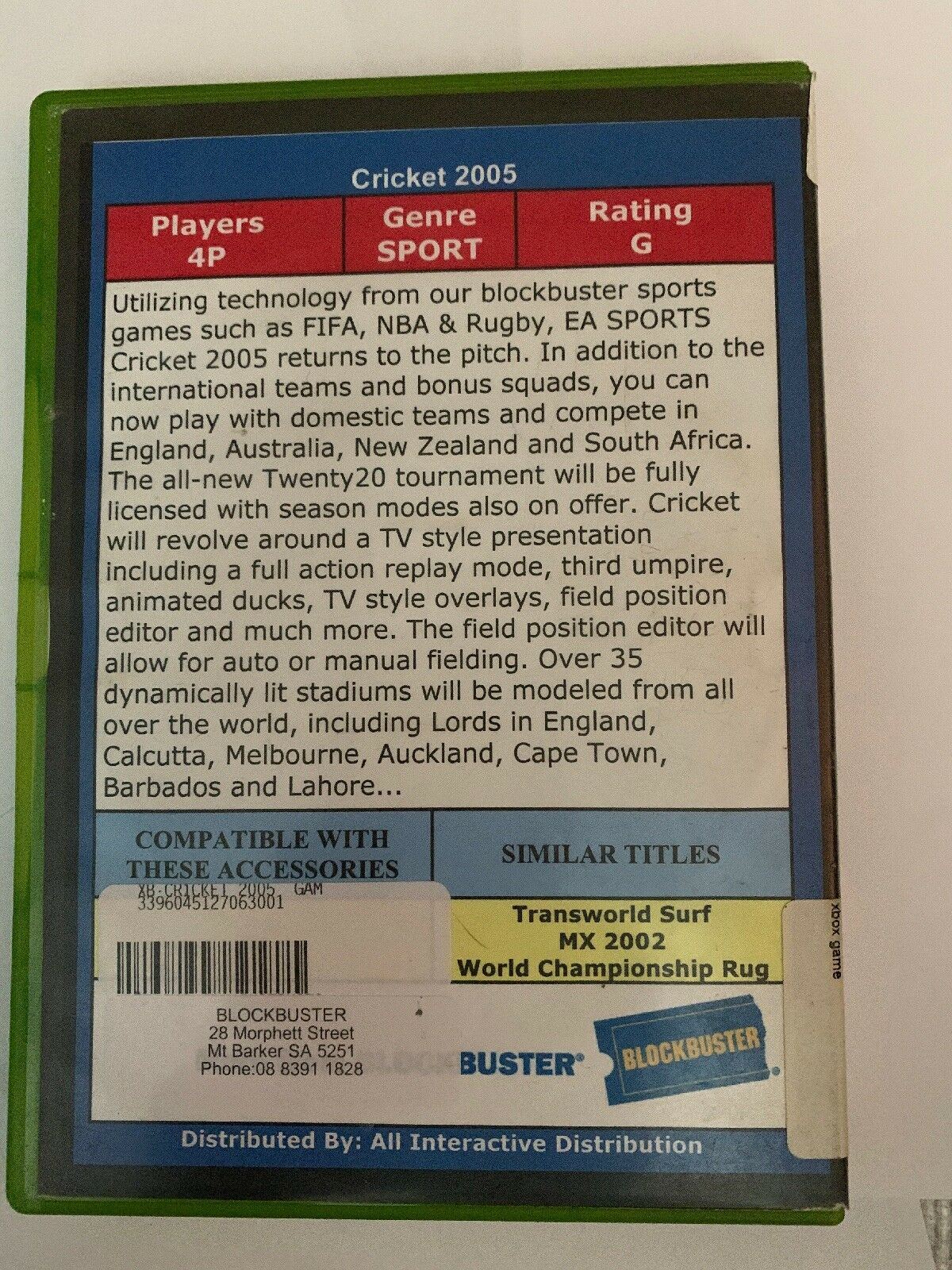 Cricket 2005 (Microsoft Xbox, 2005)