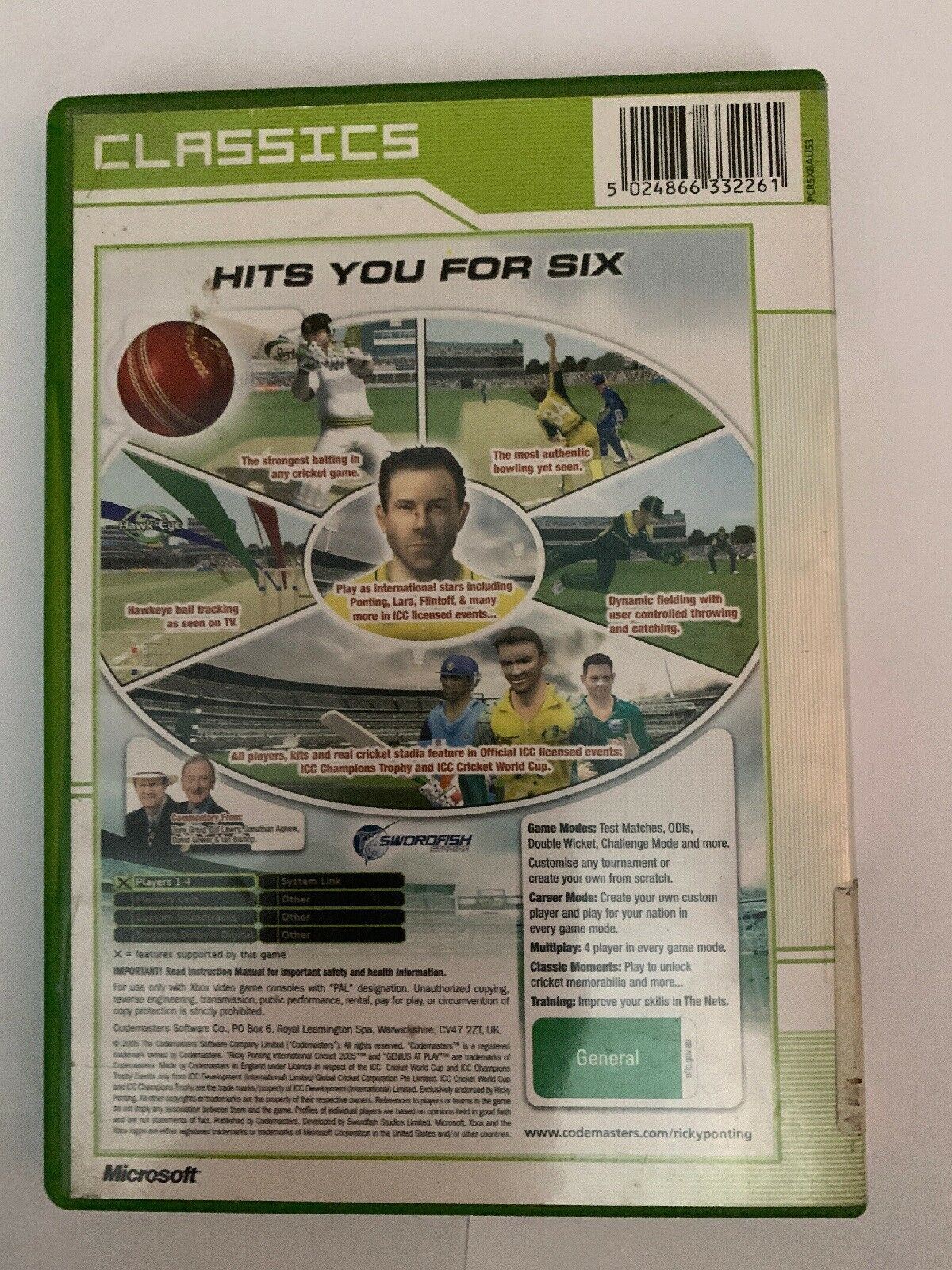 Ricky Ponting International Cricket 2005 - Microsoft Xbox PAL - Includes Manual