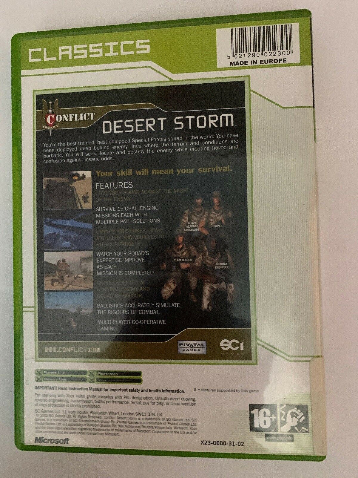 Xbox Original - Conflict Desert Storm - Very Good Condition Including Manual