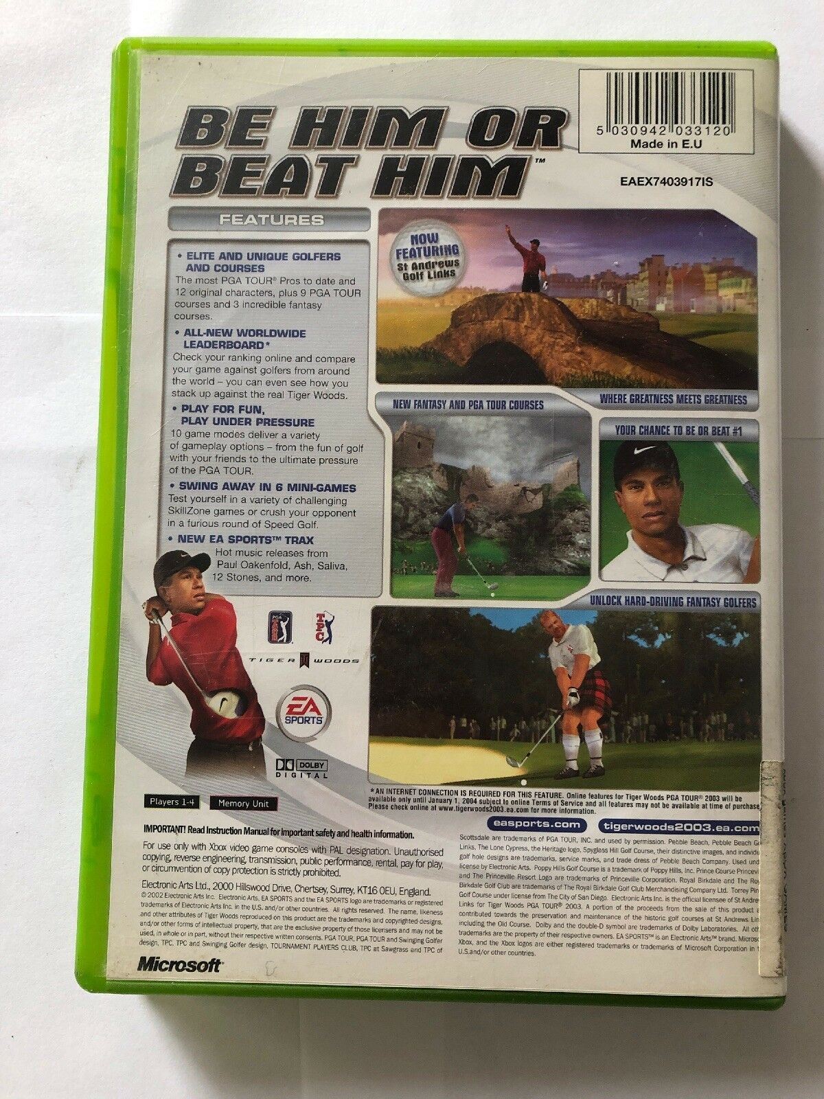 Tiger Woods PGA Tour 2003 Xbox (Original) Game USED