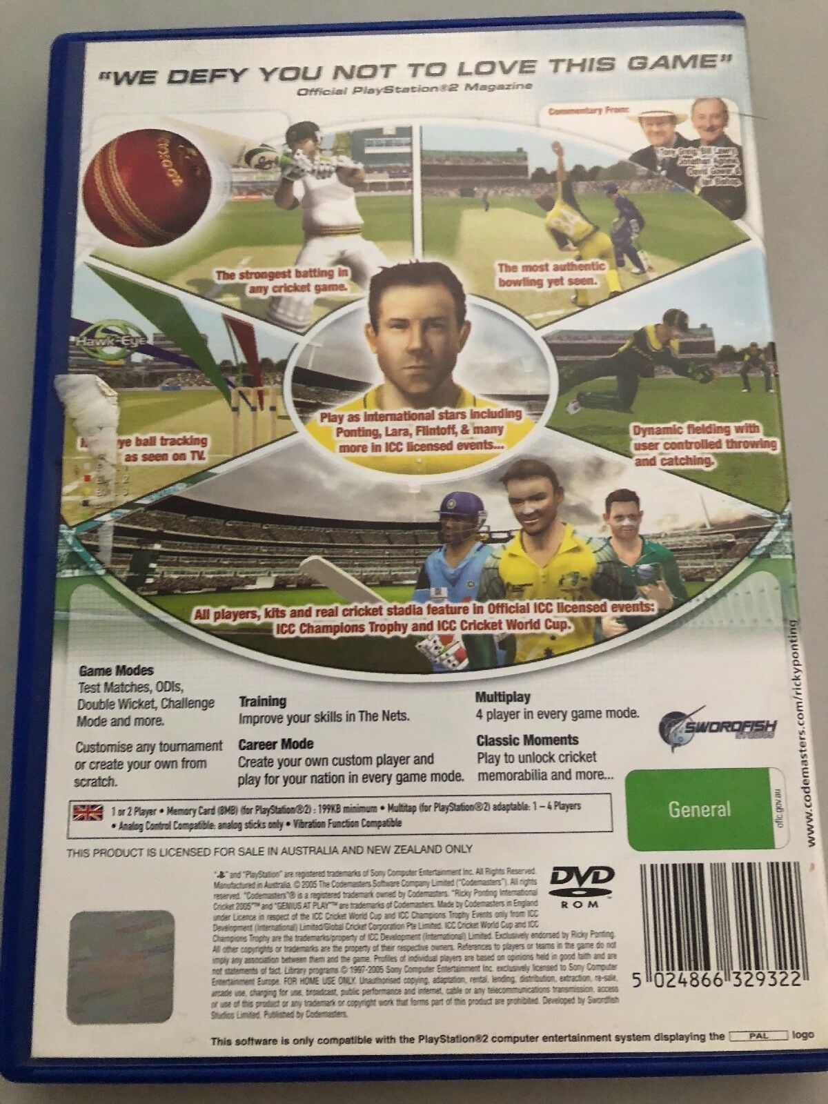 Ricky Ponting International Cricket 2005 - Playstation PS2 PAL Game