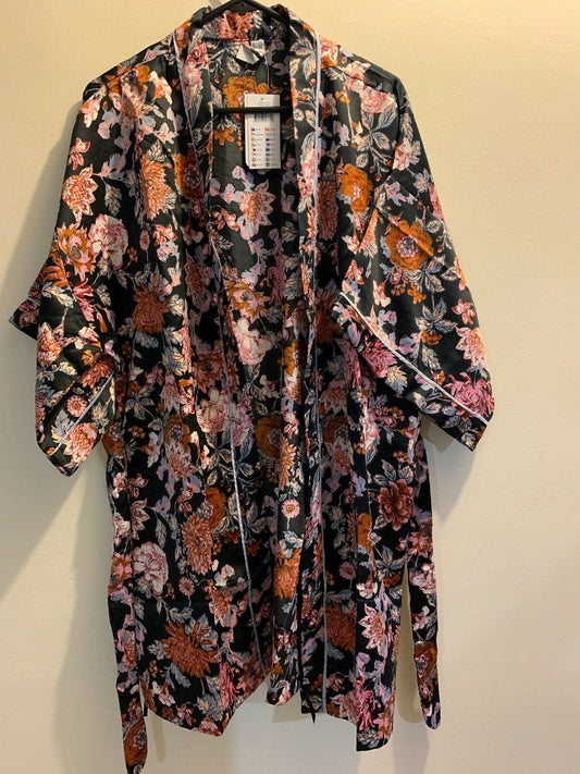 Cotton On Kimono Gown Fusion/Floral/Charcoal Size S/M *New With Tags* RRP $24.95