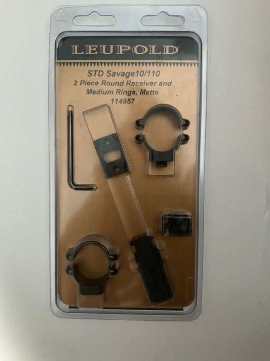 Leupold STD Savage 10/110 2 Piece Round Receiver & Medium Rings, Matte 114957