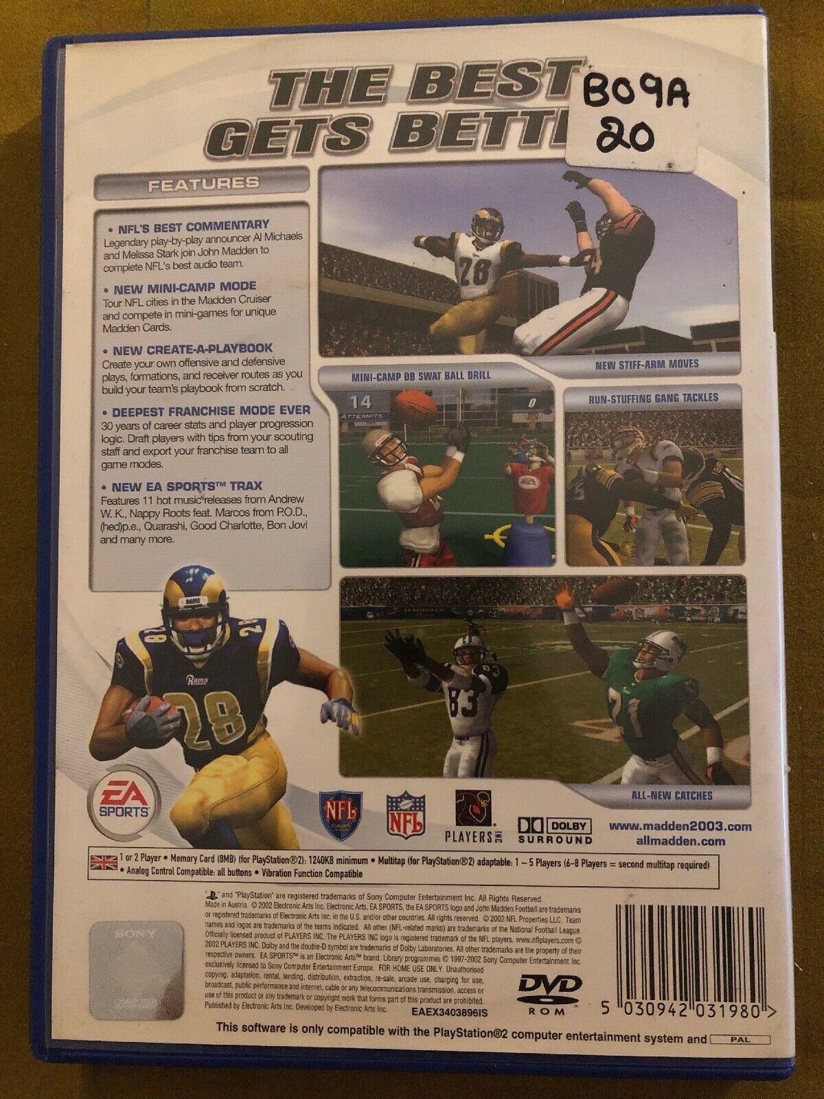 Madden NFL 2003 - PS2 Playstation 2 NFL PAL Game with Manual