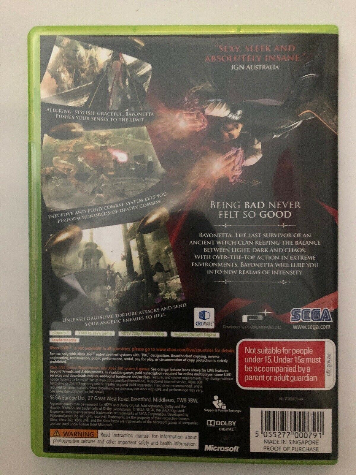 BAYONETTA Microsoft Xbox 360 GAME PAL Platinum Games SEGA Classic Action Game