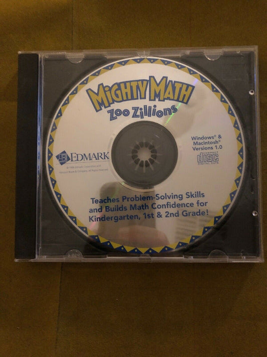 Mighty Math Zoo Zillions 1996 PC CDROM Apple Macintosh Windows 95/3.1
