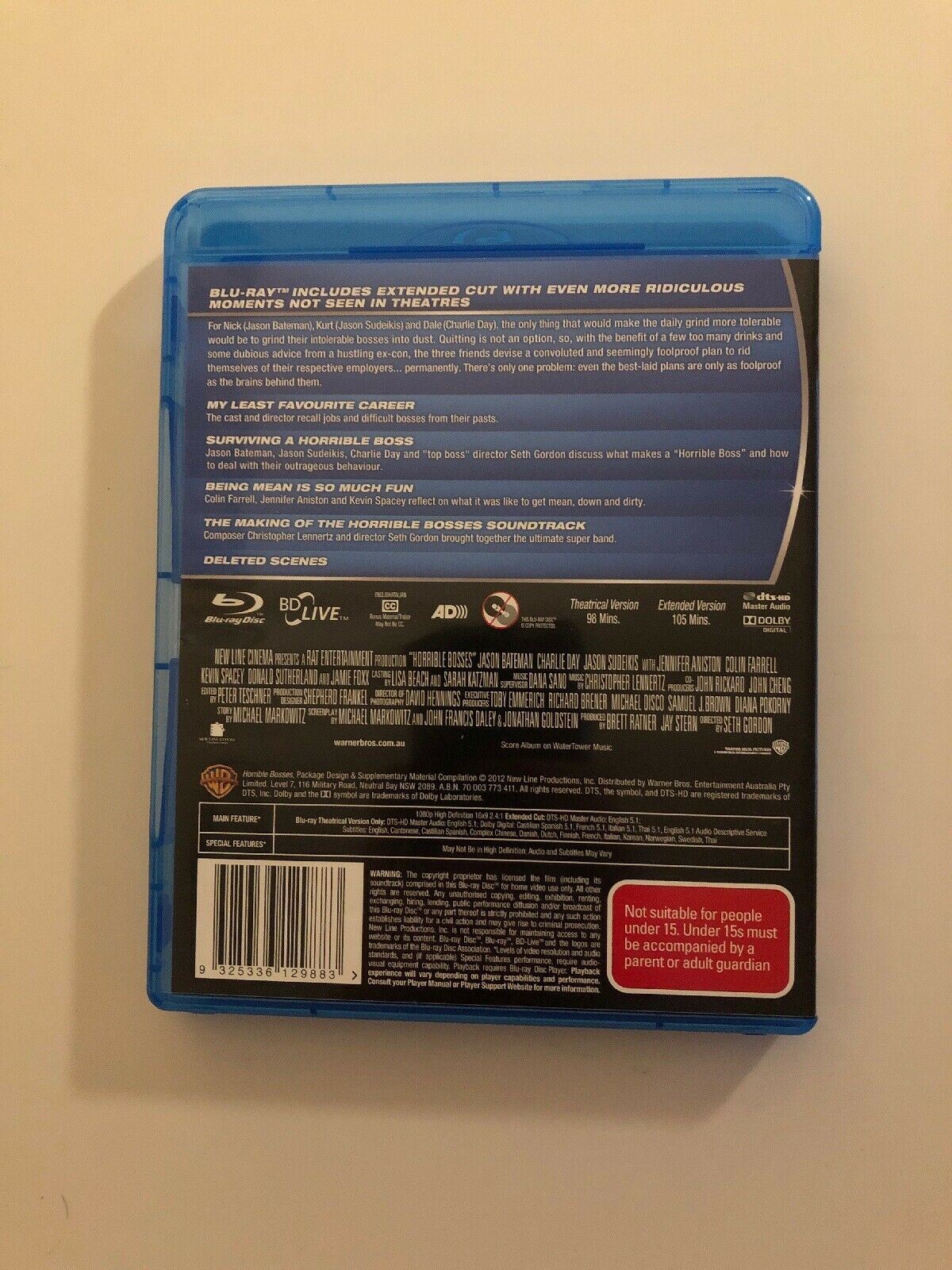 Horrible Bosses Blu Ray Movie 🍿 VGC Comedy Rated MA15+ Spacey Comedy