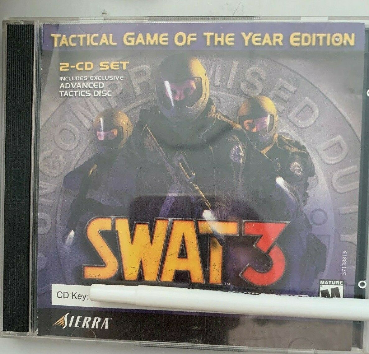 *RARE* Swat 3 With Advanced Tactics 2001 PC Cdrom 2-cd Set Sierra