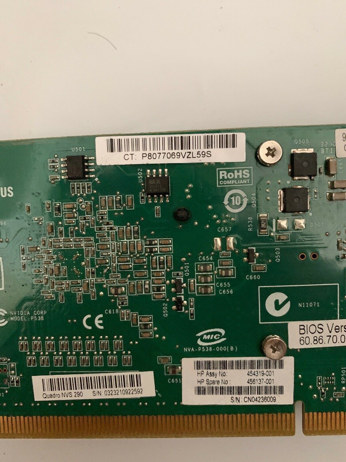 Nvidia Quadro NVS 290 / NVS290 Graphic card DMS-59 Dual Display 256MB PCIe