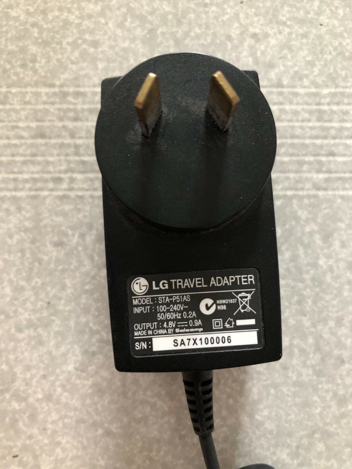 Genuine LG Travel Adapter STA-P51AS AU Plug