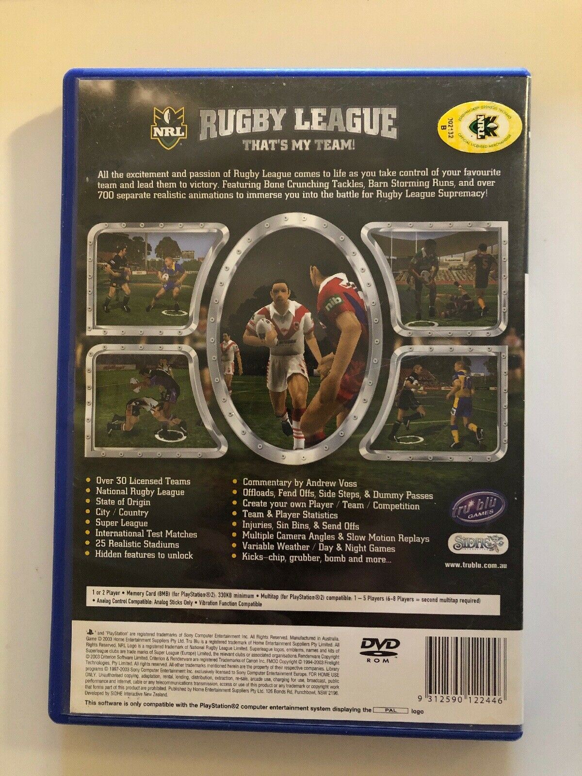 NRL Australian Rugby League - PS2 Playstation 2 Game - Official Licenced NRL