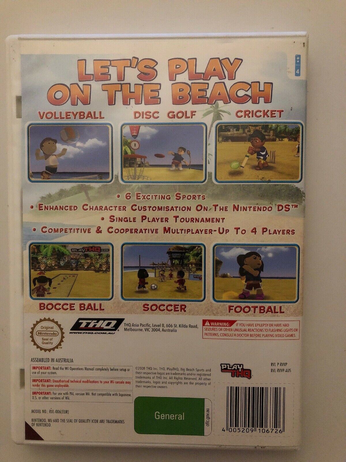 Big Beach Sports - Nintendo Wii Sports Cricket Golf Volleyball Bocce Football