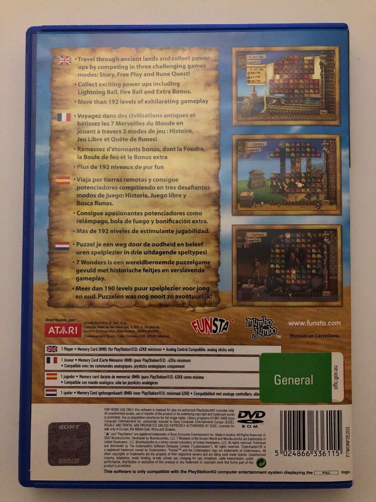 7 Wonders of the Ancient World PS2 - Unique Puzzle Strategy Game - Over 192 Lvls