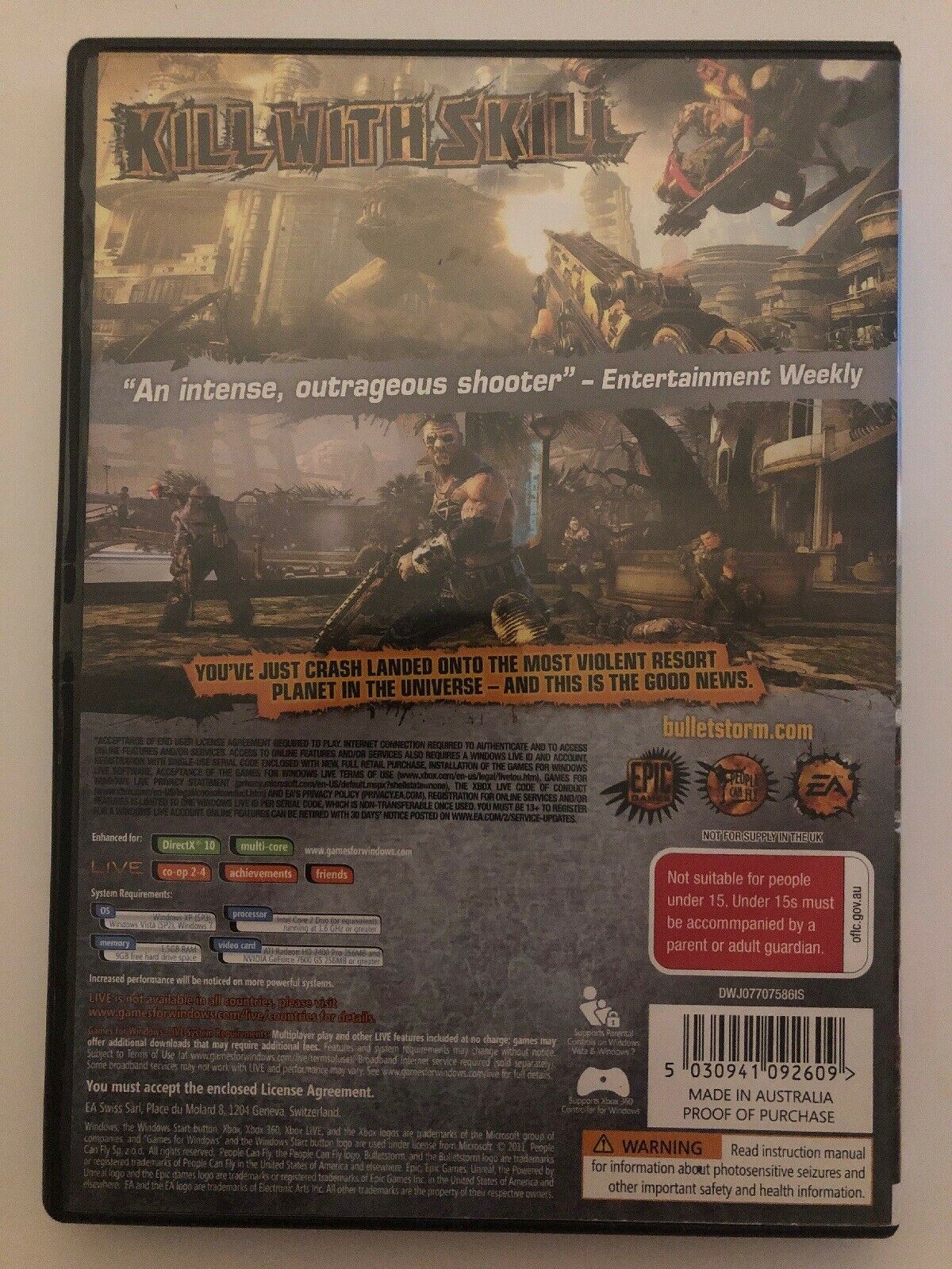 Bulletstorm PC DVD FPS Action Adventure Game