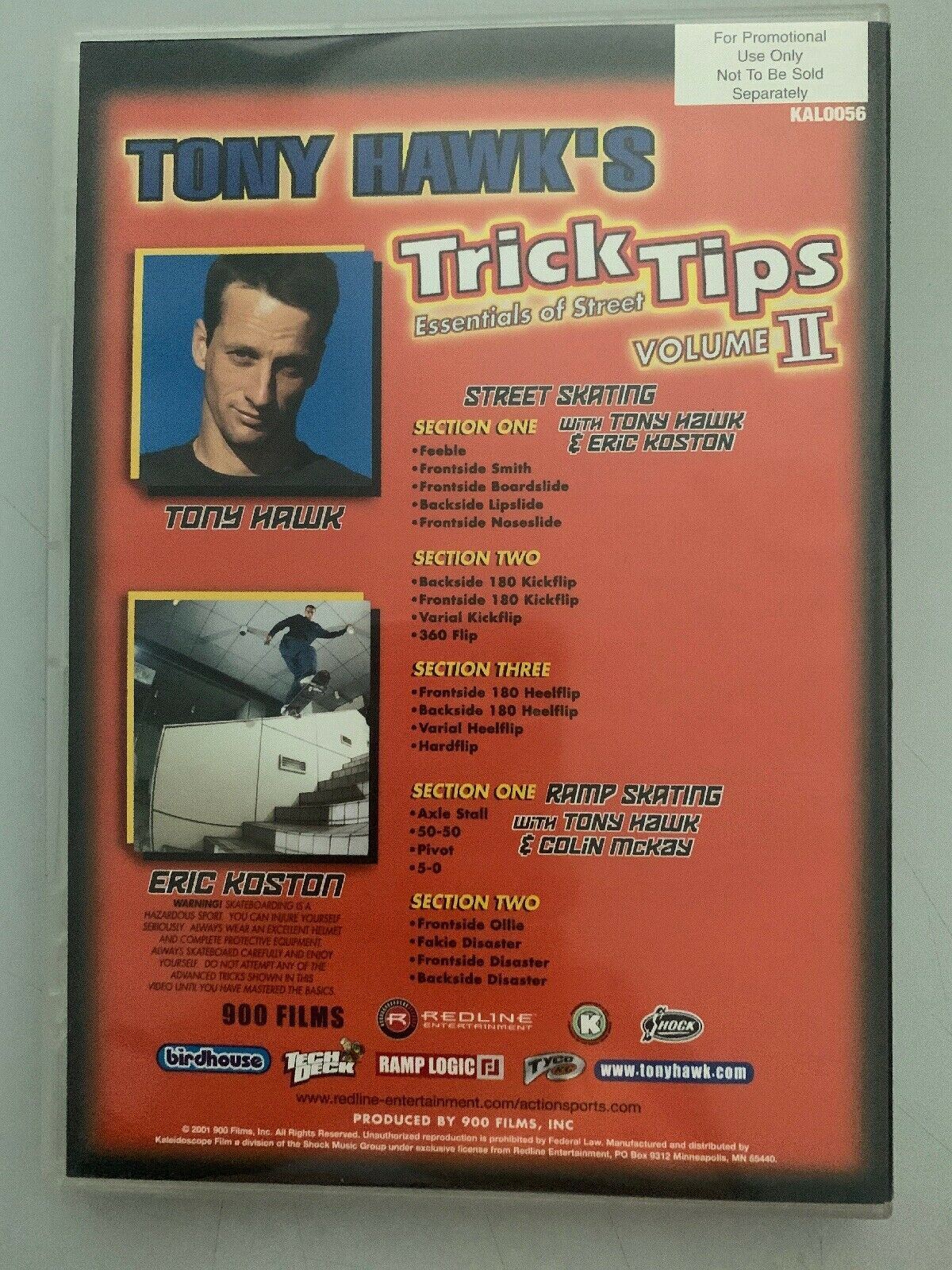 Tony Hawk's Trick Tips Volume II 2 Essentials Of Street With Eric Koston DVD