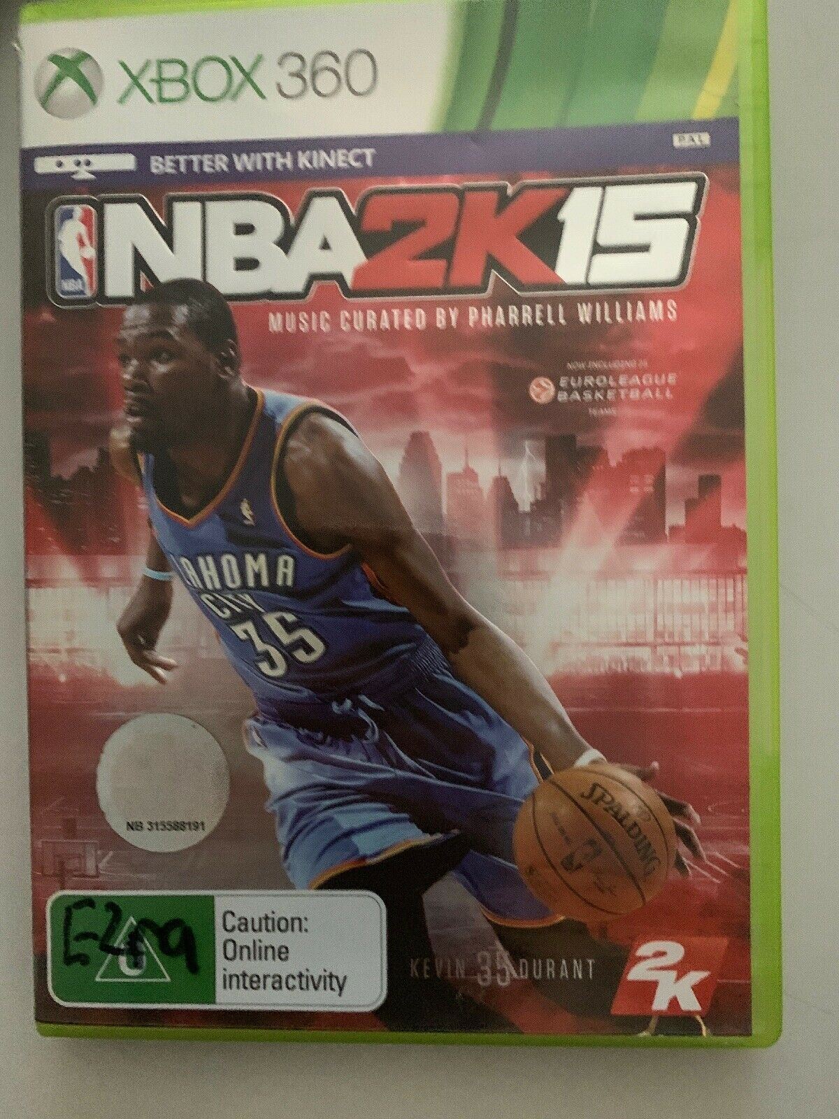 NBA 2K15 2015 15 Basketball Kevin Durant 2K Sports Xbox 360 2014 PAL With Manual