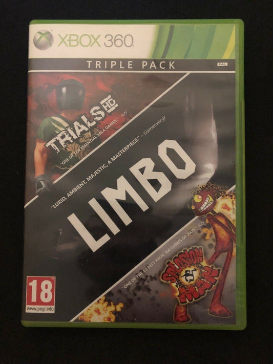 3x Xbox 360 Games - Limbo, Trials HD & Splosion Man - Microsoft Xbox Triple Pack