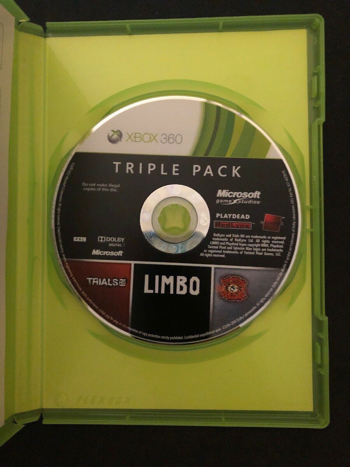 3x Xbox 360 Games - Limbo, Trials HD & Splosion Man - Microsoft Xbox Triple Pack