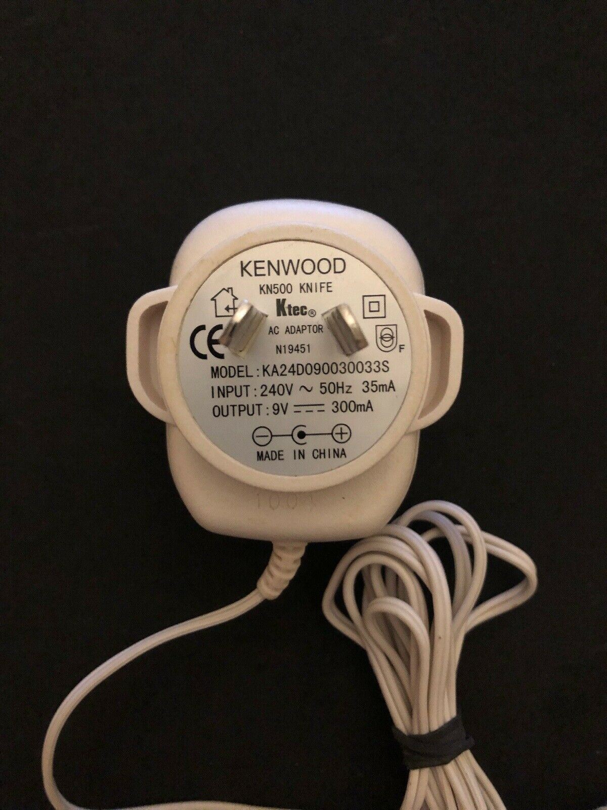 Genuine Kenwood KN500 Knife AC Adapter 9V 300mA KA24D090030033S