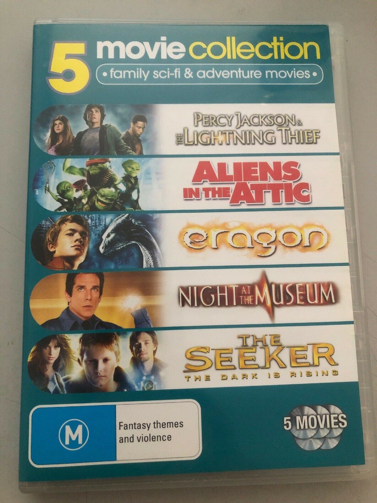 5 DVD:Night at the Museum, Aliens in the Attic, The seeker, Eragon, Lightning Th