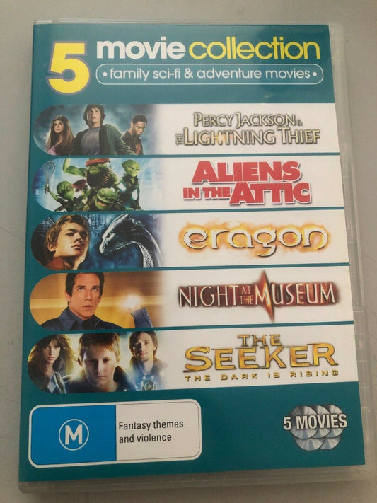 5 DVD:Night at the Museum, Aliens in the Attic, The seeker, Eragon, Lightning Th