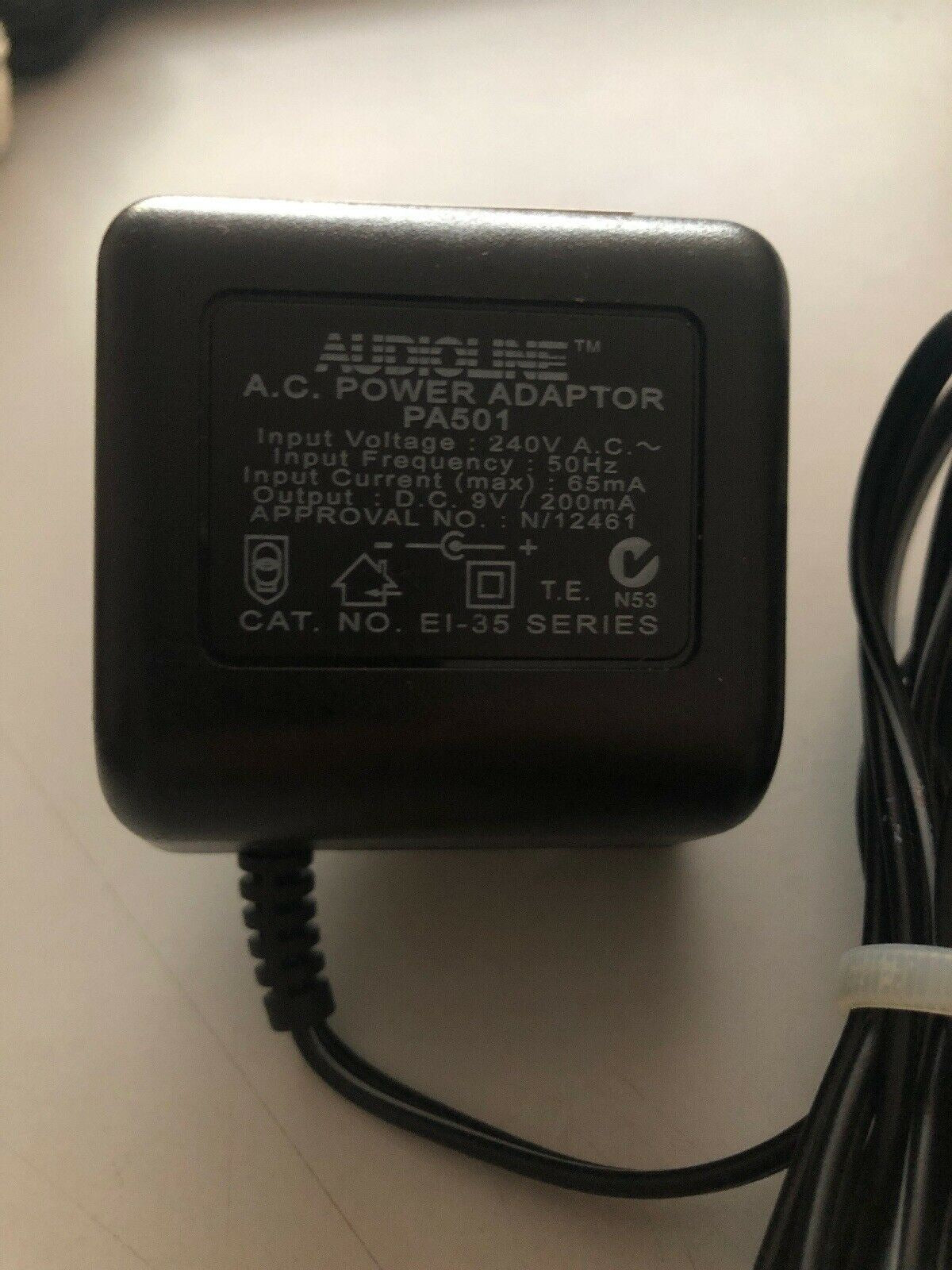 Audioline PA501 AC Adapter 9V 200mA Power Supply