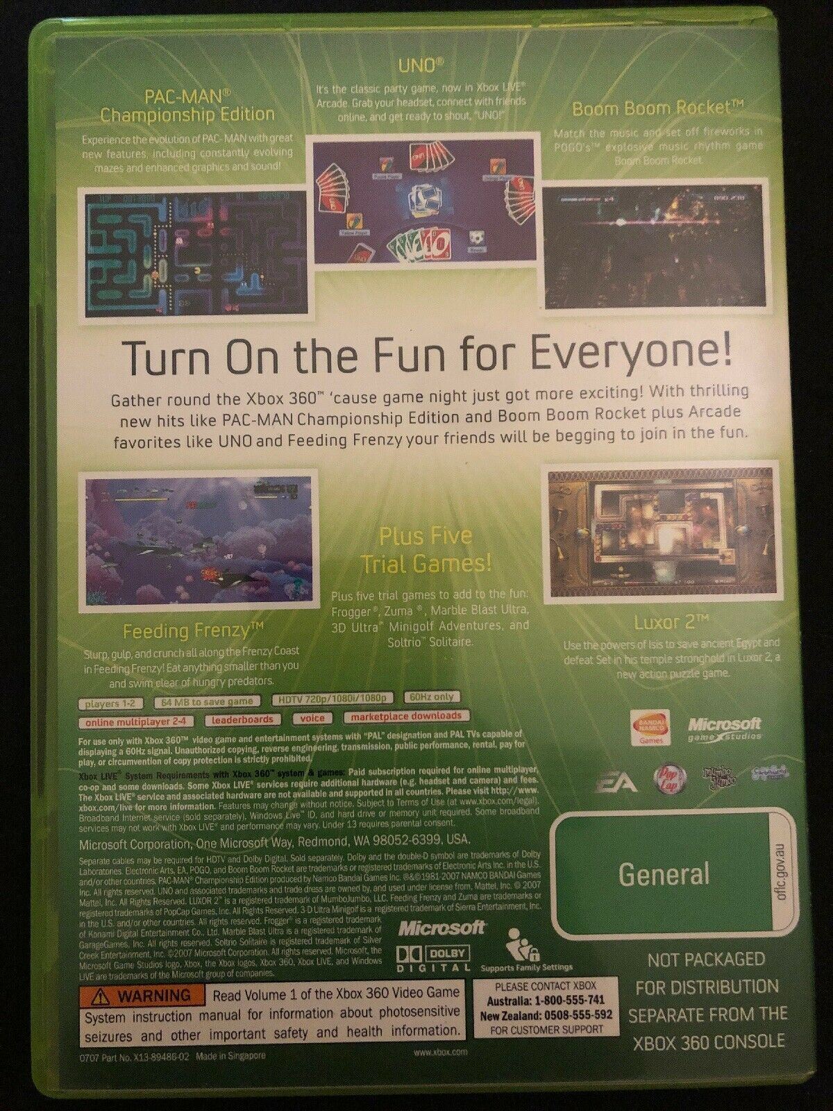 Xbox Live Arcade Compilation Disc - Pac-Man, Uno, Boom.. Microsoft XBOX 360 PAL