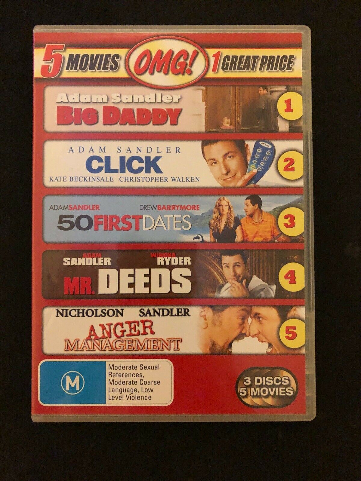 50 First Dates / Anger Management / Big Daddy / Click / Mr Deeds DVD Region 4