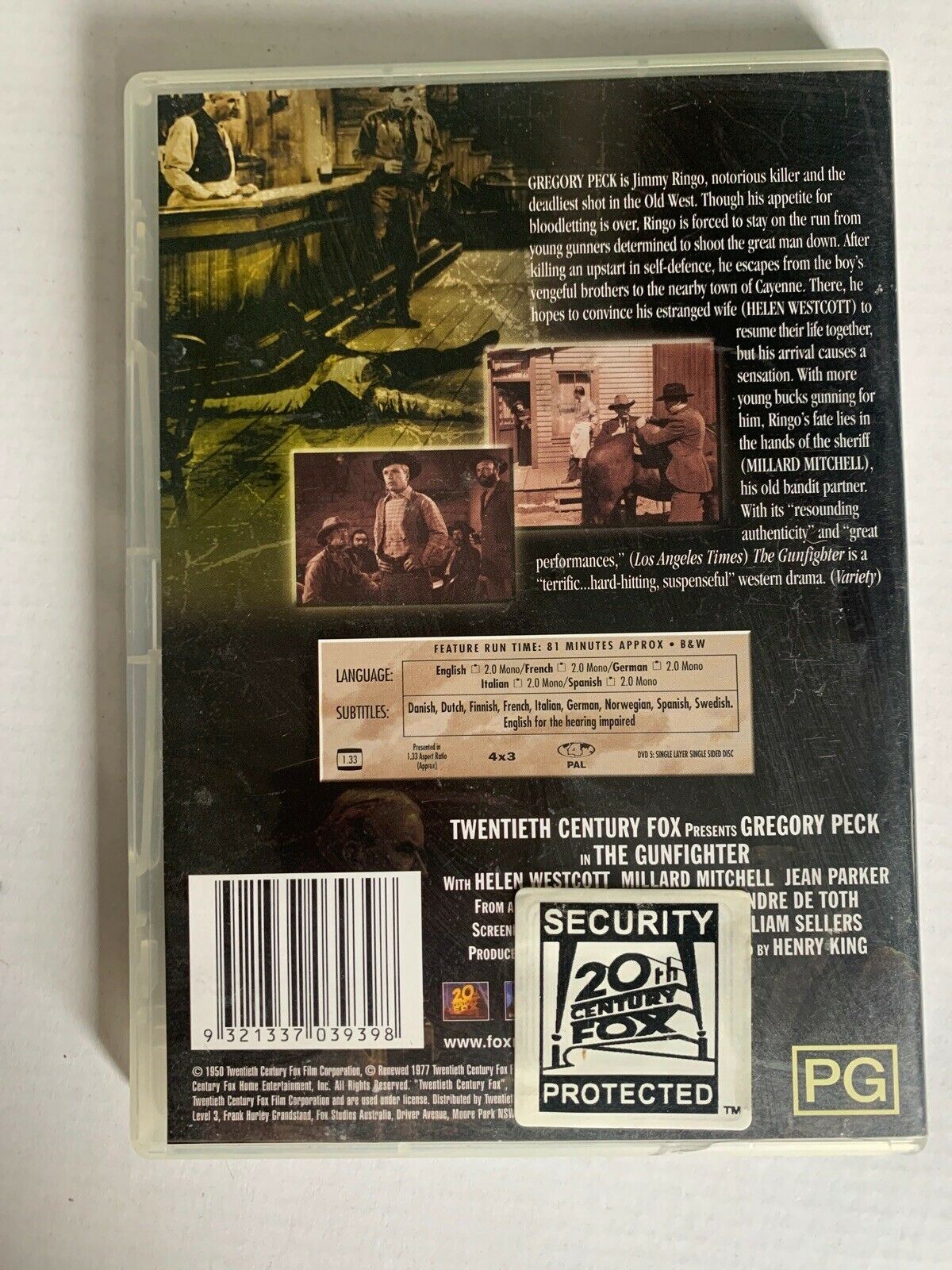 The Gunfighter (DVD, 1950) Gregory Peck, Henry King - Region 4