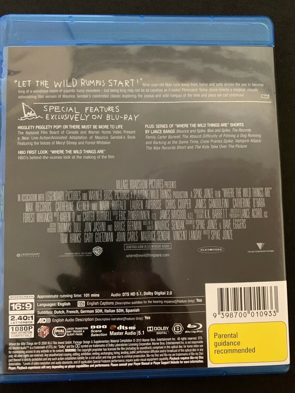 Where The Wild Things Are (Blu-ray, 2017) Region B Free Post