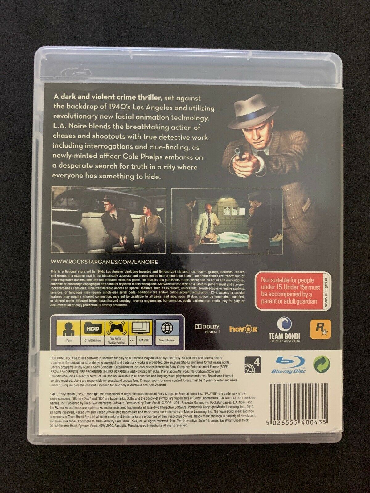 L.A. Noire Playstation 3 PS3 LA with Manual PAL