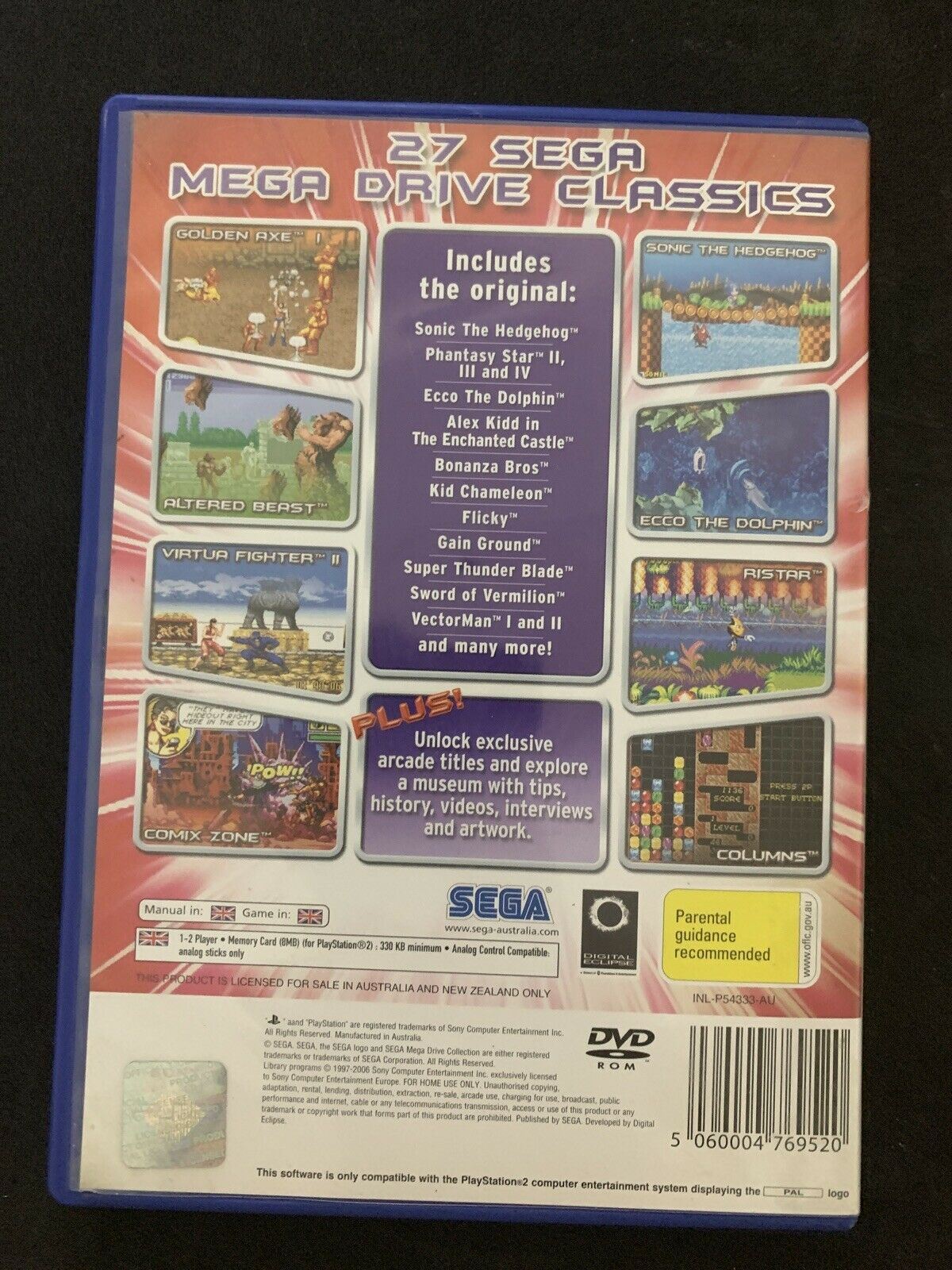 SEGA Mega Drive Collection (Sony PlayStation 2, 2007) with Manual