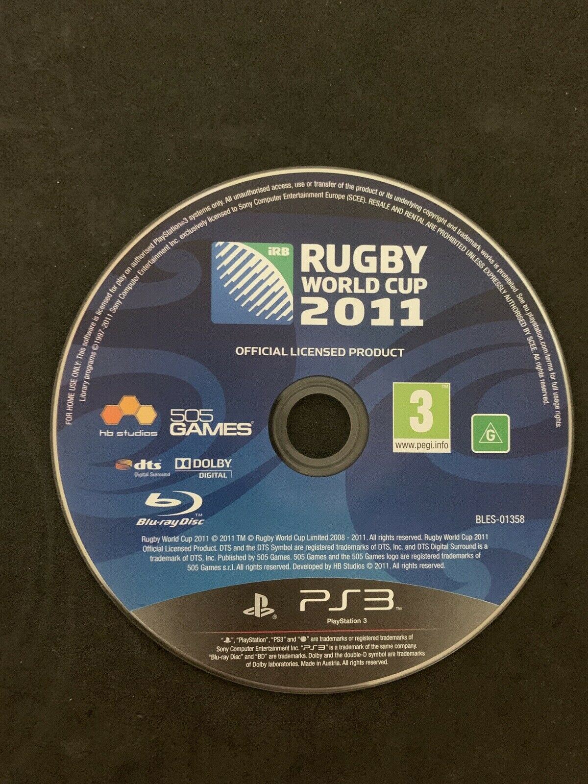 Rugby World Cup 2011 - Sony Playstation 3 PS3 - Includes Manual