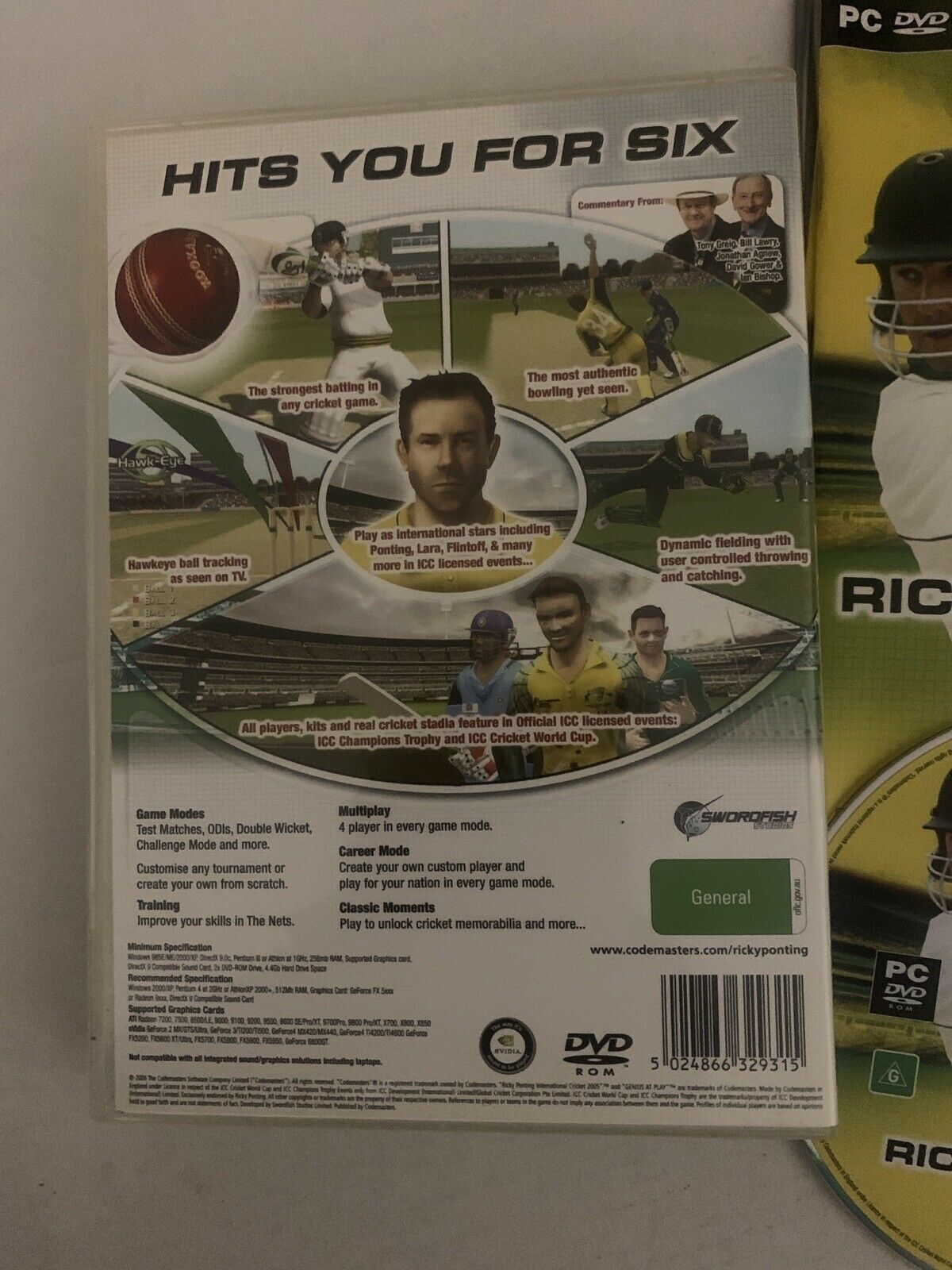 Ricky Pointing International Cricket 2005 PC DVD ROM With Manual