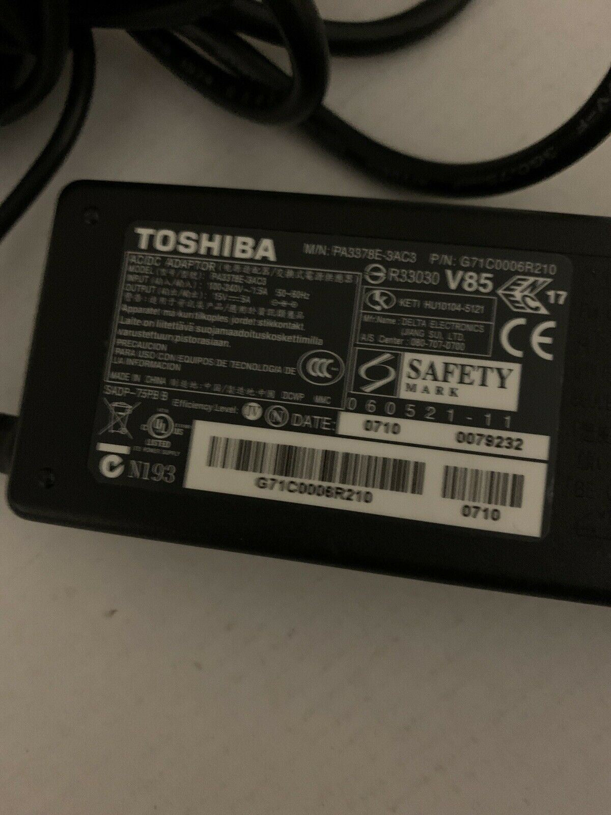Genuine Toshiba PA3378E-3AC3 75W 15V/5A AC Adapter PSU Power Supply 100-240V