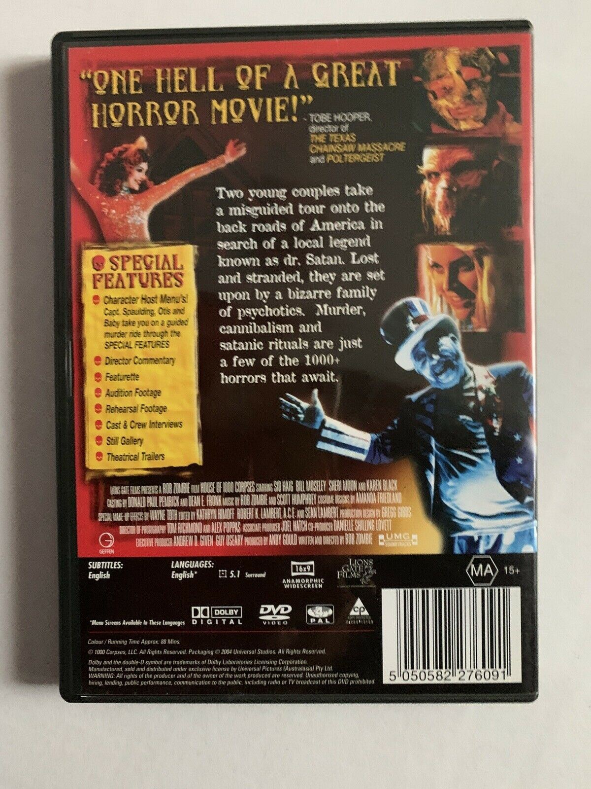 House Of 1,000 Corpses (DVD, 2004) Directed By Rob Zombie. Region 4