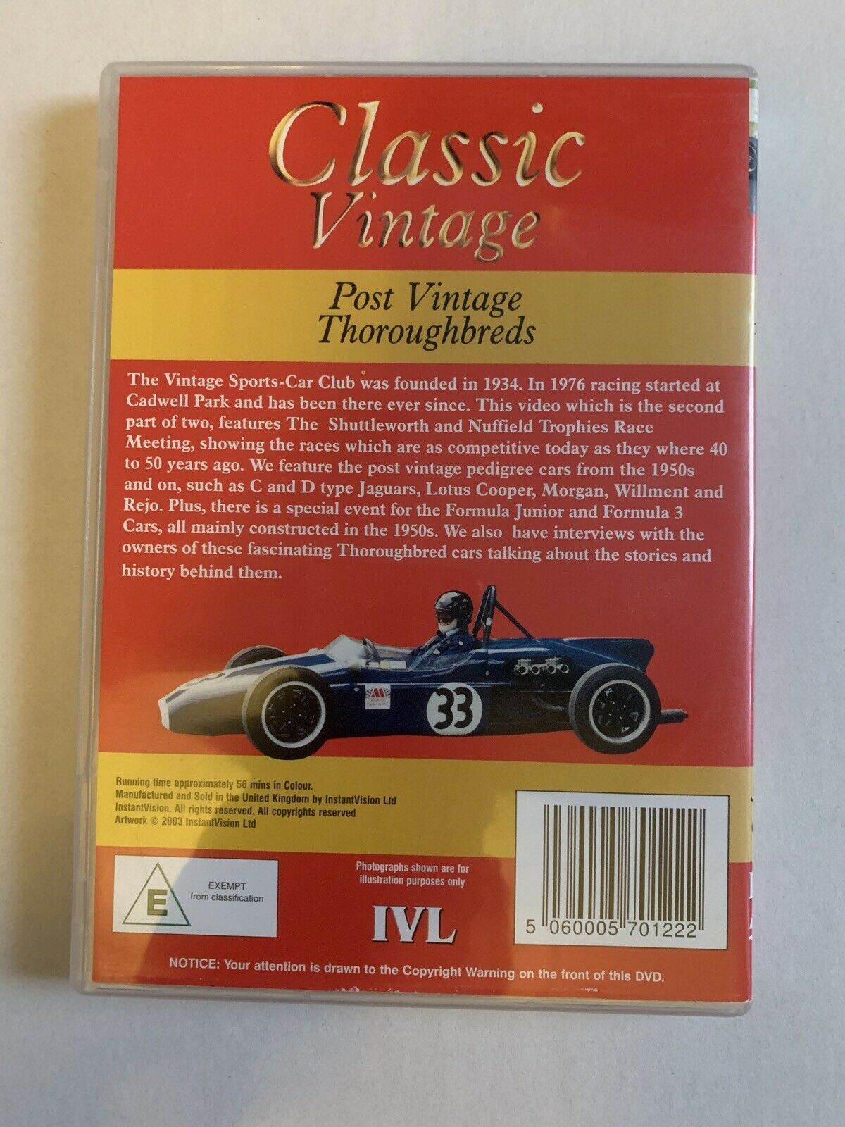 Classic Vintage Sports Cars - Post Vintage Thoroughbreds (DVD, 2003)