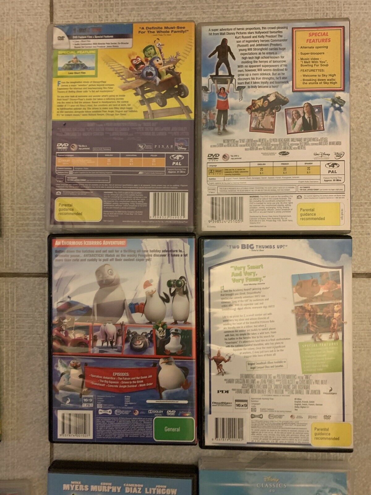 16x Disney, Pixar And DreamWorks Movie DVD. Region 4