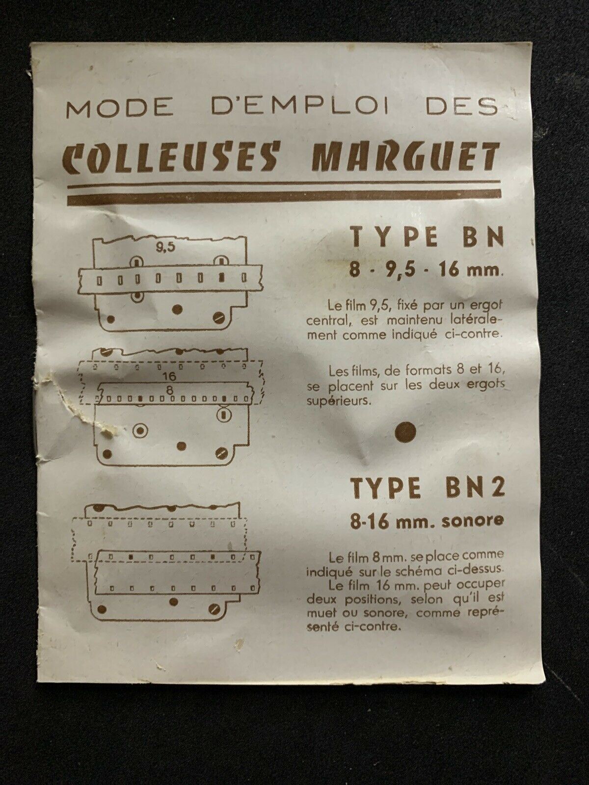 Colleuses Marguet Type BN 8/9.5/16mm Splicer For Movie Film with Manual