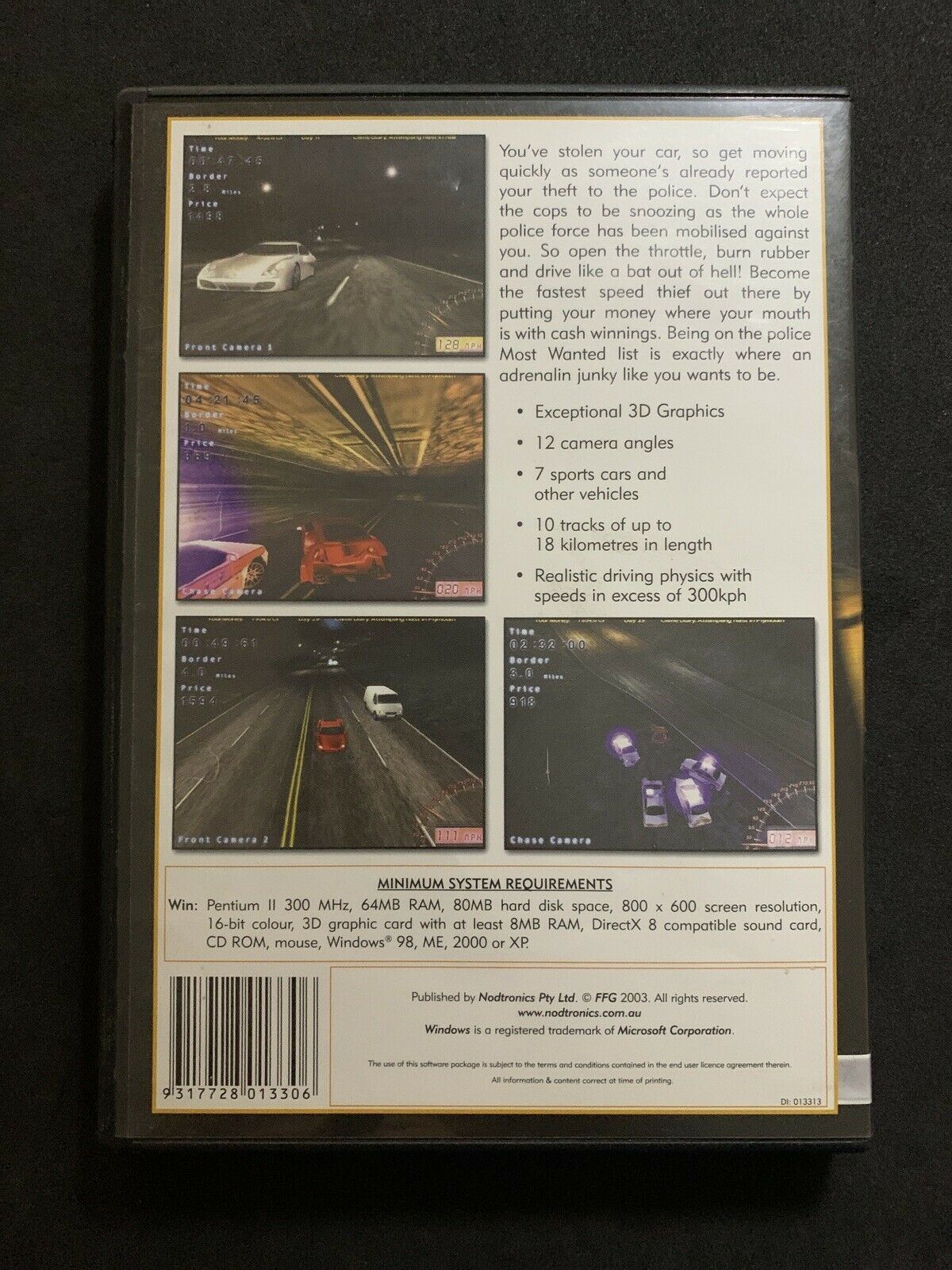 Vintage Speed Thief Arcade PC CDROM Racing video game Windows 98 ME 2000 XP