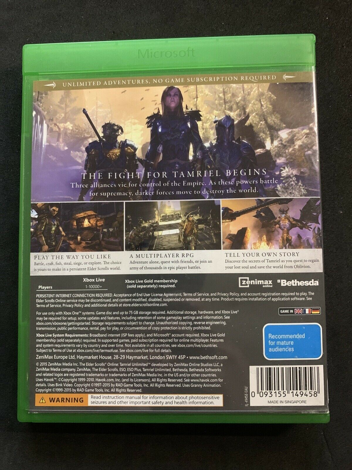 Elder Scrolls Online Tamriel Unlimited - Microsoft Xbox One