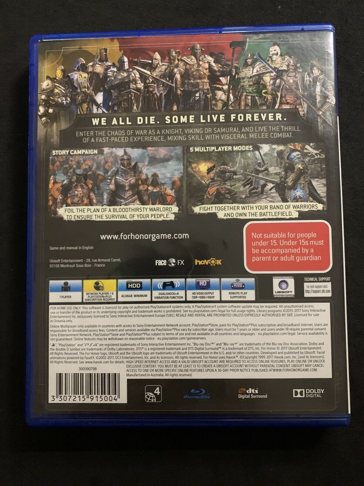 For Honor for PlayStation 4 in Box inc Manual PS4 Free Post!